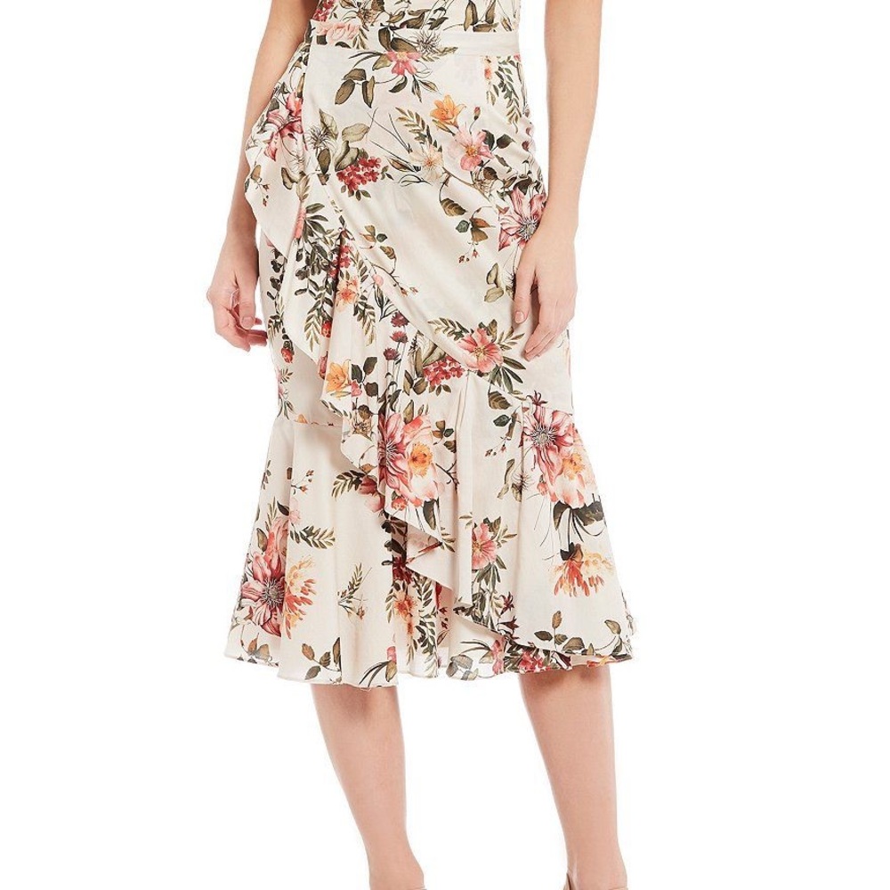 Antonio Melani Genny Floral Ruffle Midi Skirt